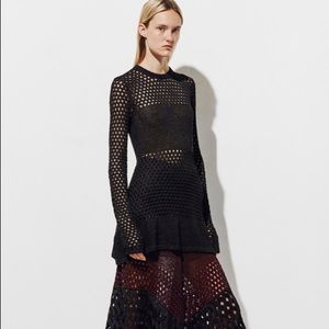 Proenza Schouler black crochet knit top tunic